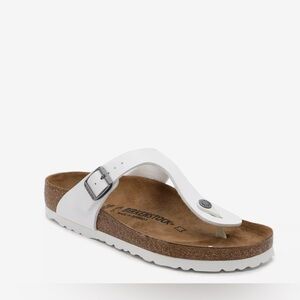 Birkenstock White and Brown Thong Sandals
